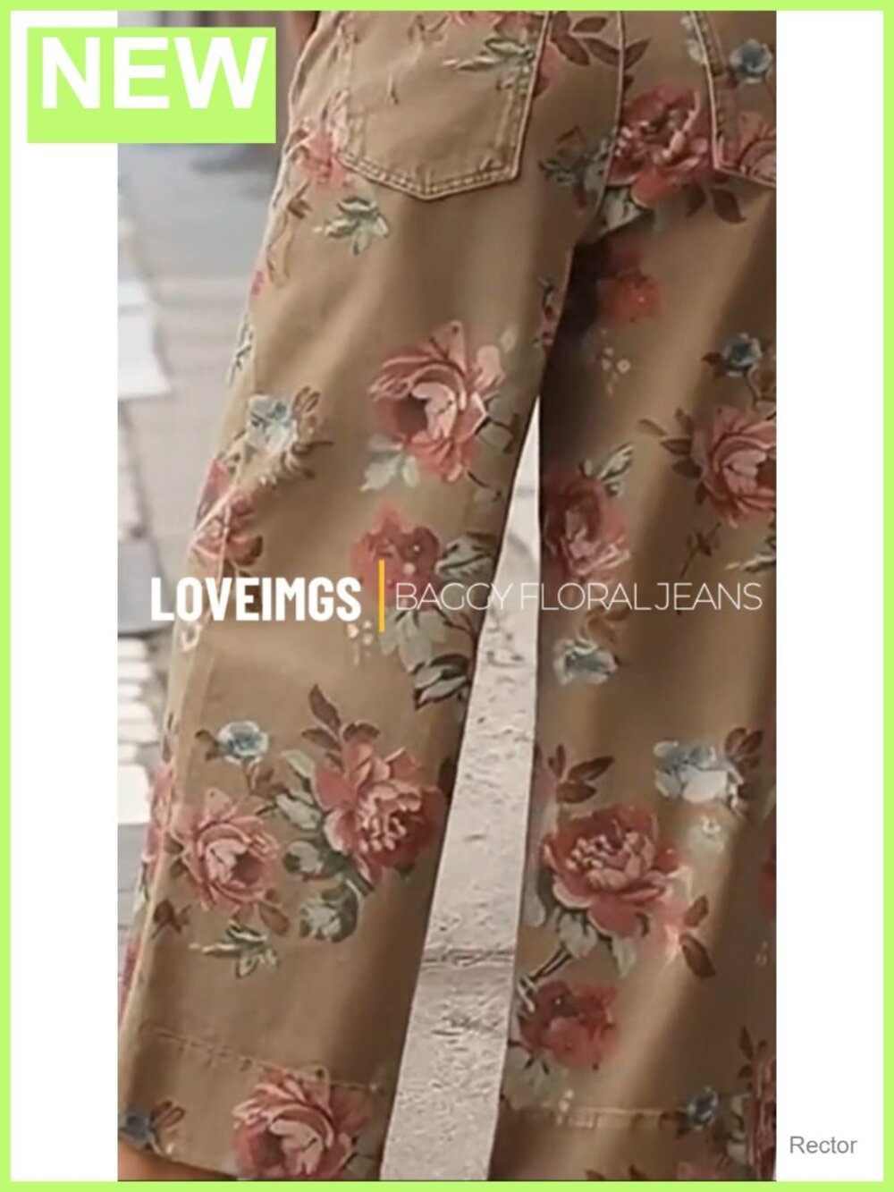 Mid Rise Cropped Wide Leg Floral Jeans Baggy Ankle Denim Capris - Picture 6 of 6